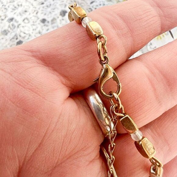 Anklet, Choker or Child’s Gold Box Bead Necklace 12" w 4" Extender - Picture 9 of 9